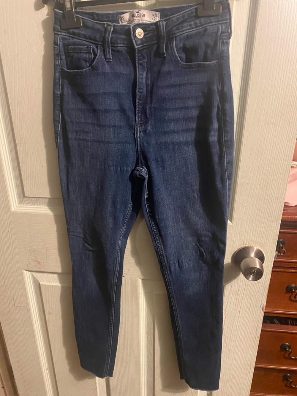 Hollister Women's Dark Blue High-Rise Skinny Jeans